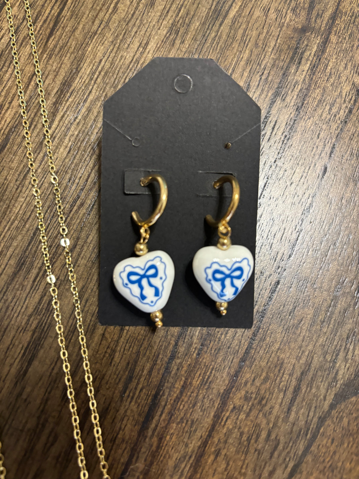 Blue bow earrings