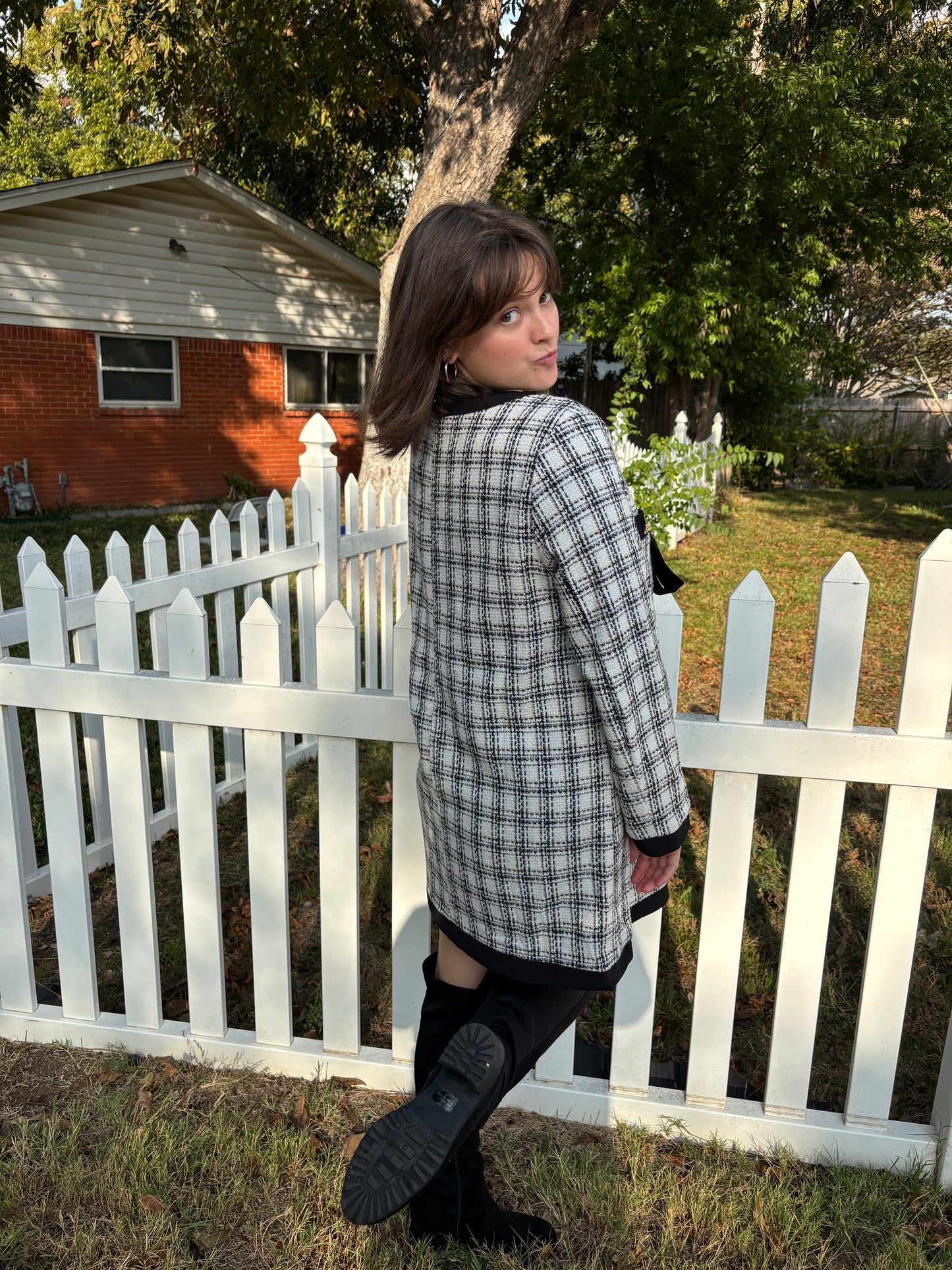 White Plaid Dress