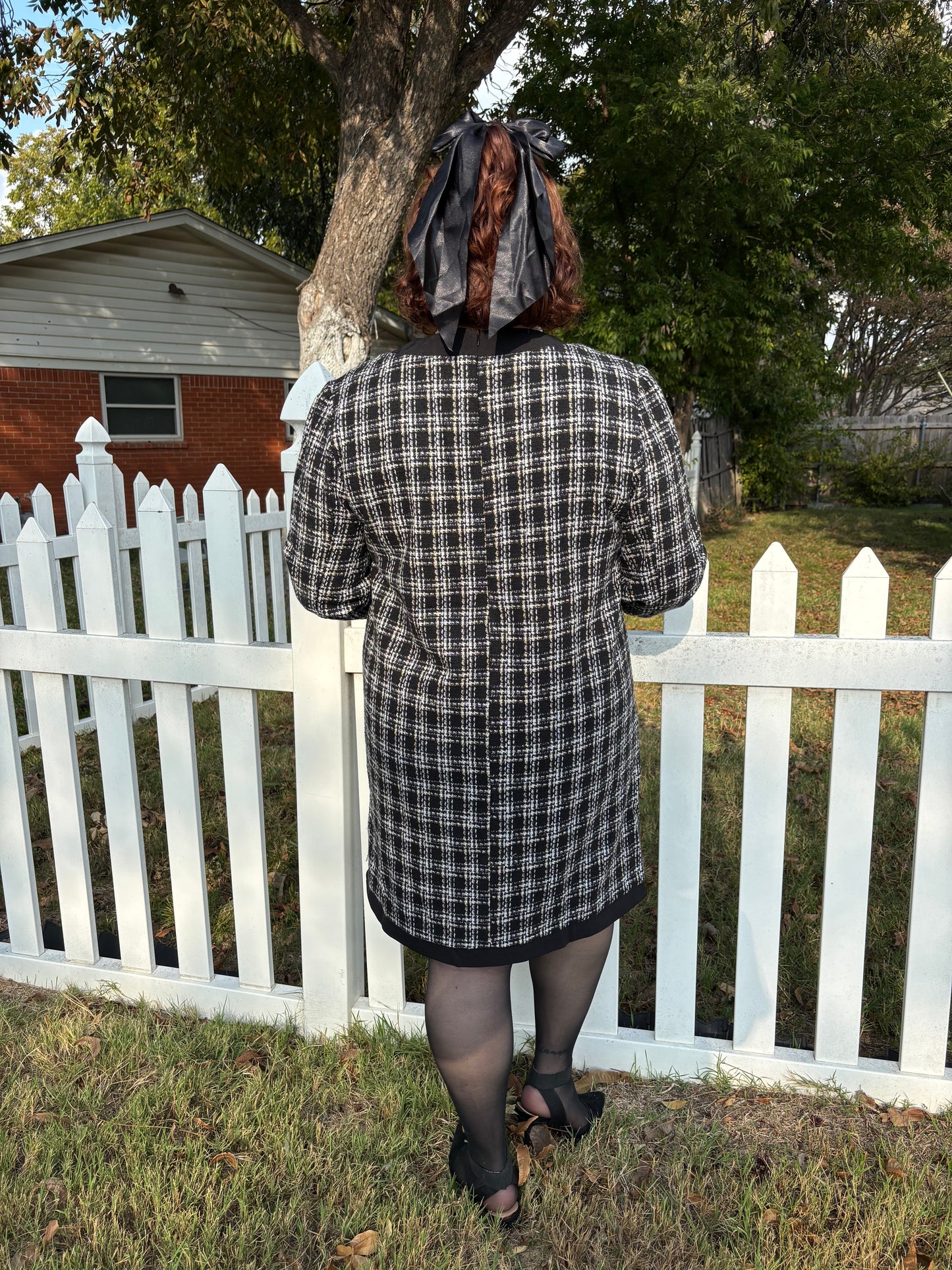 Plus Size Black Plaid Dress