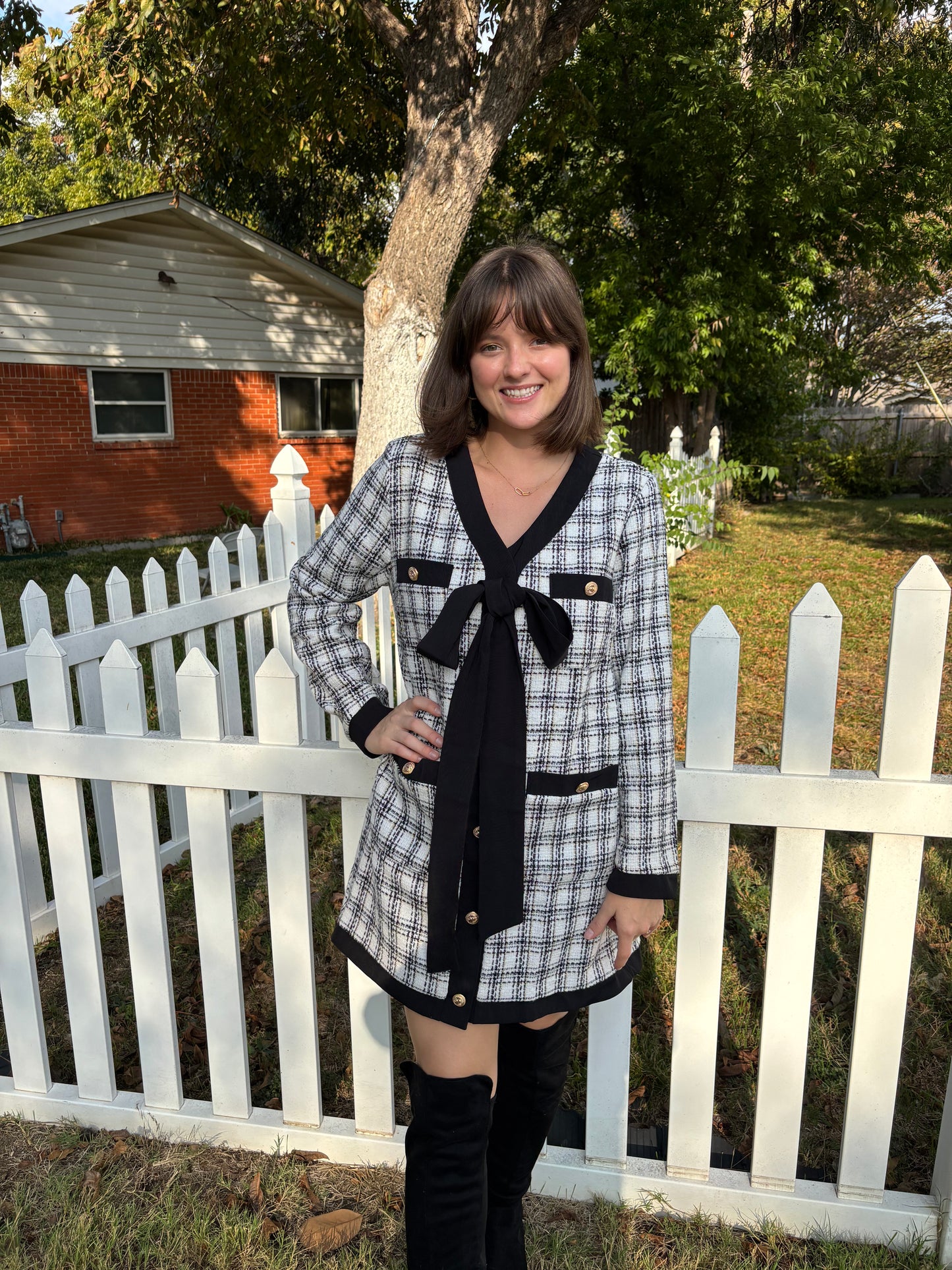 White Plaid Dress