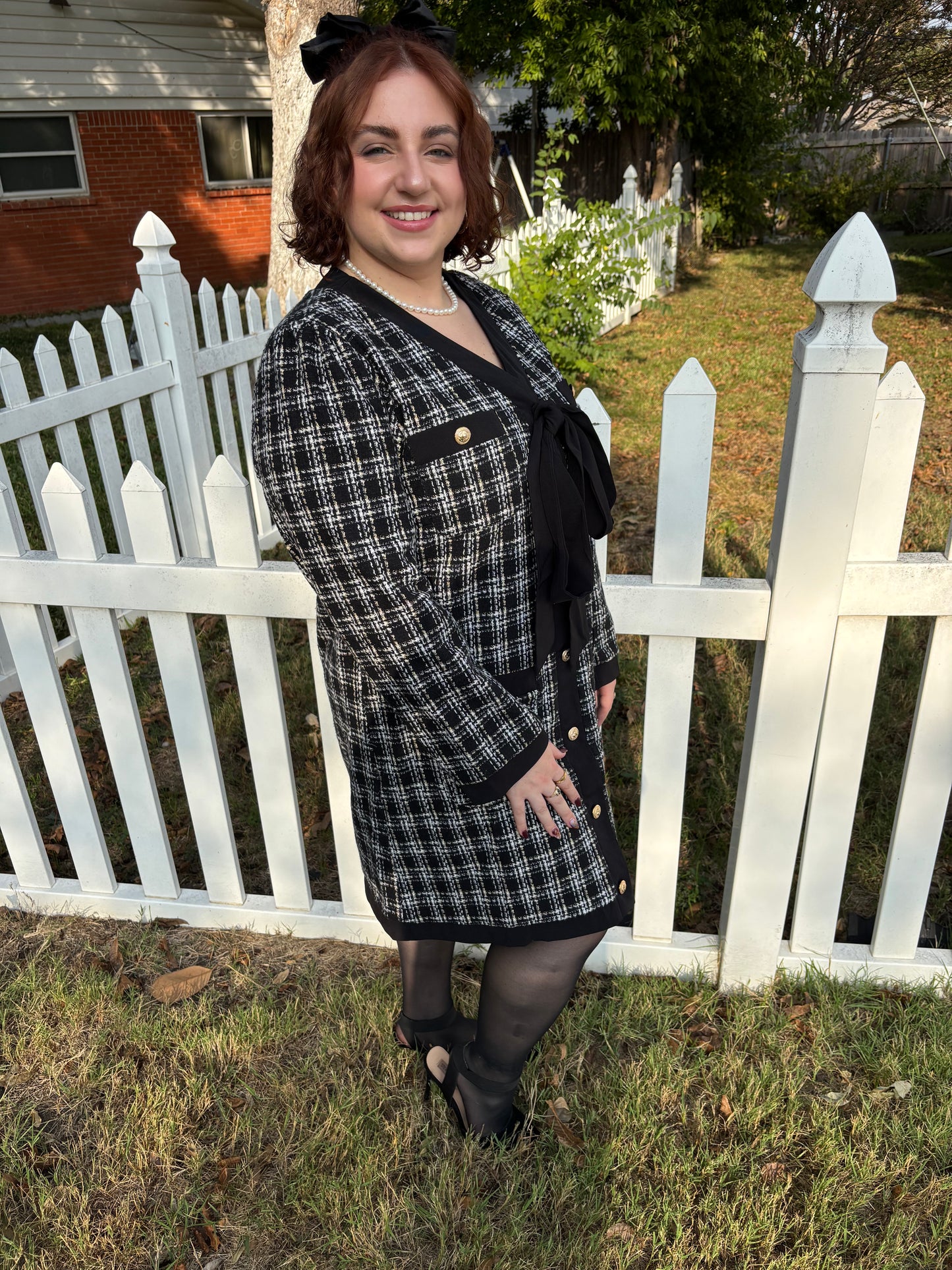 Plus Size Black Plaid Dress