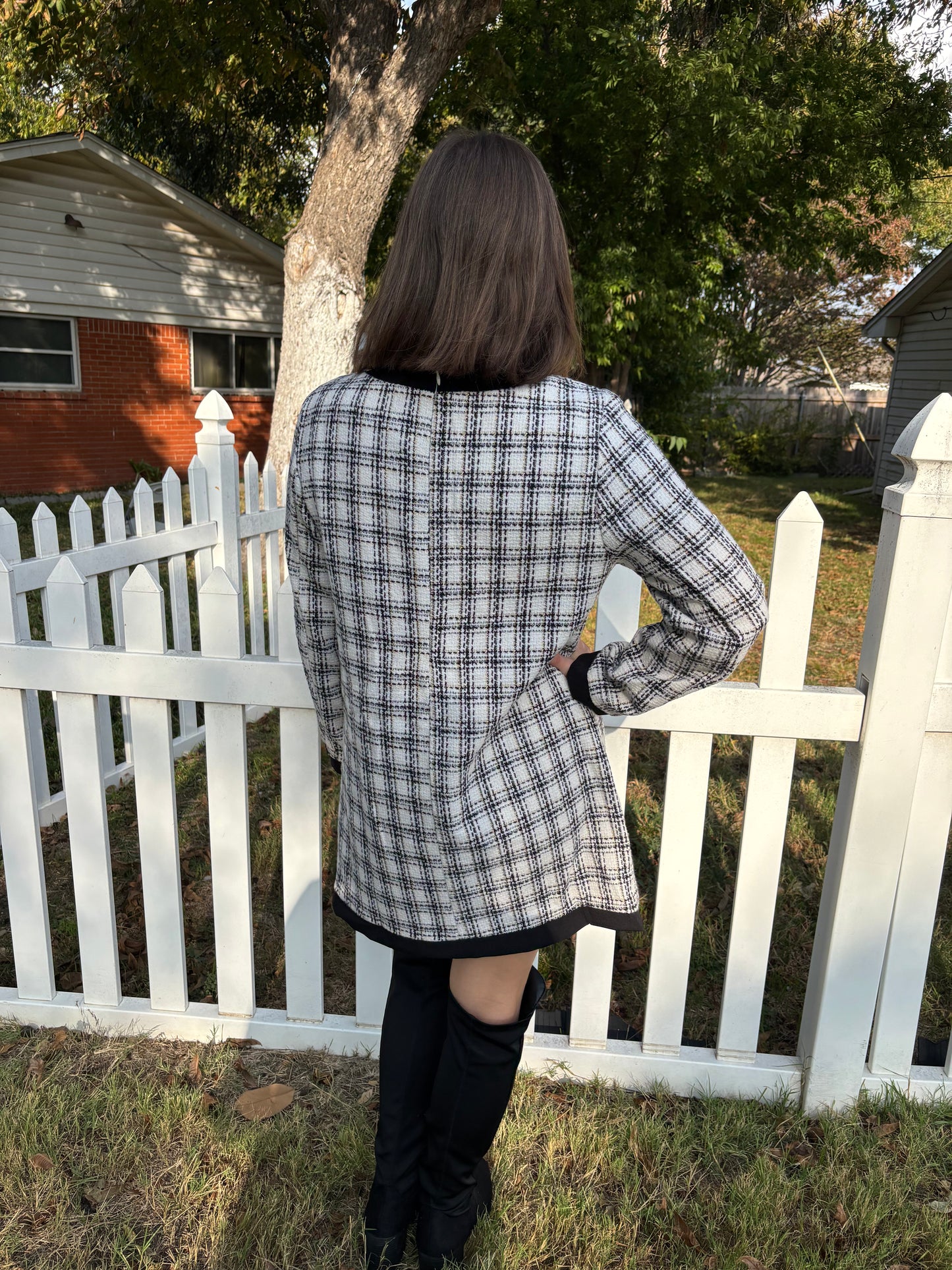 White Plaid Dress