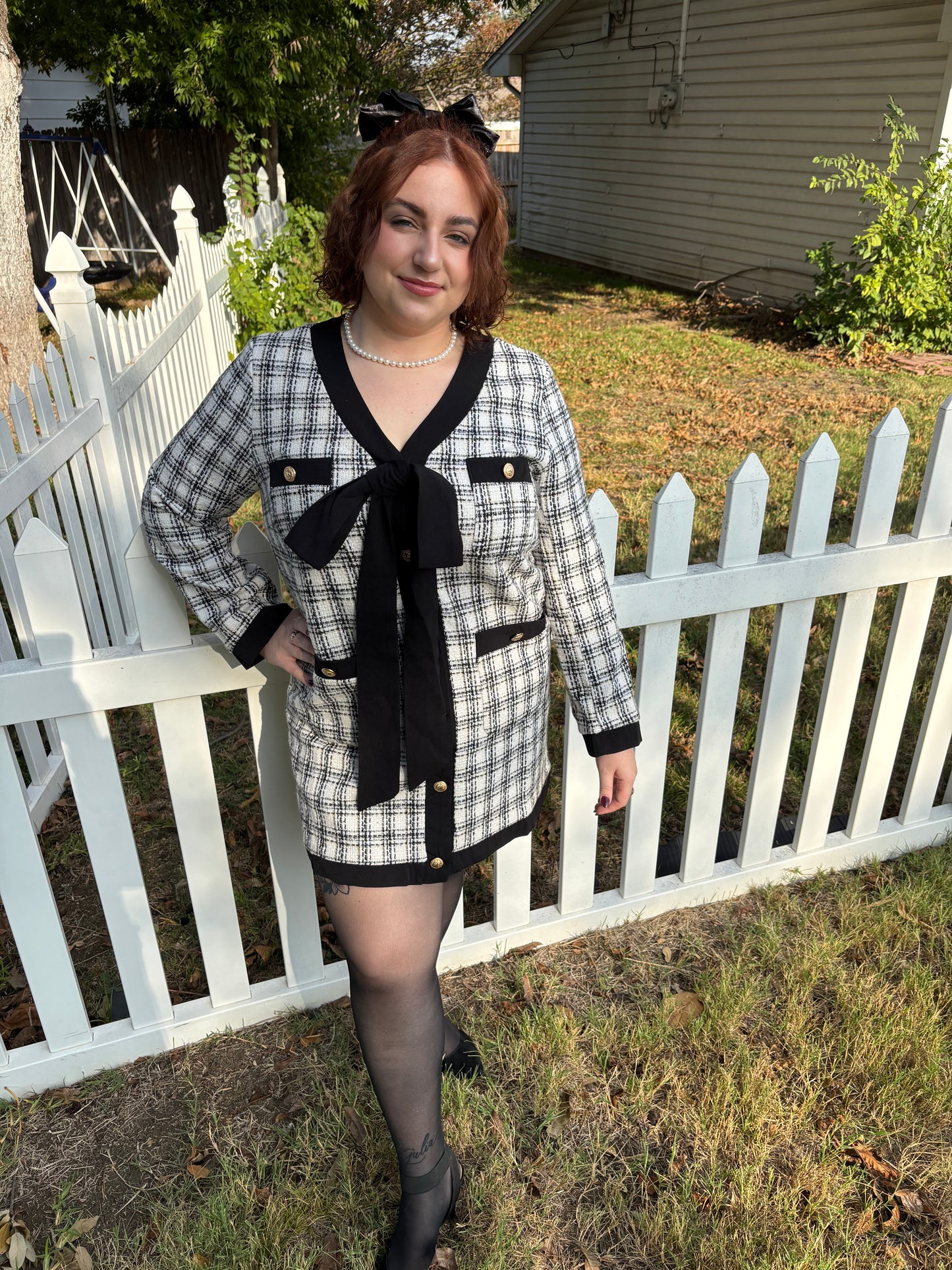 White Plaid Dress