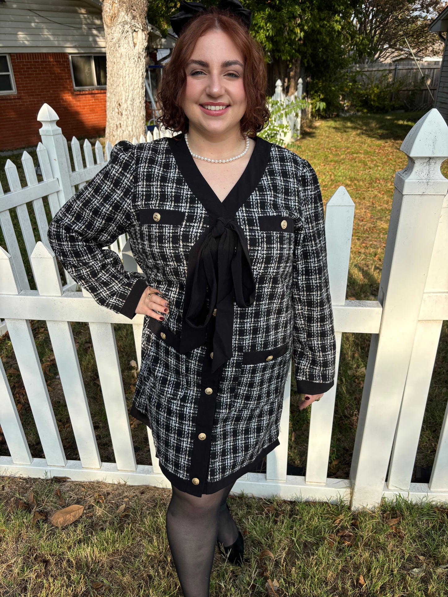 Plus Size Black Plaid Dress