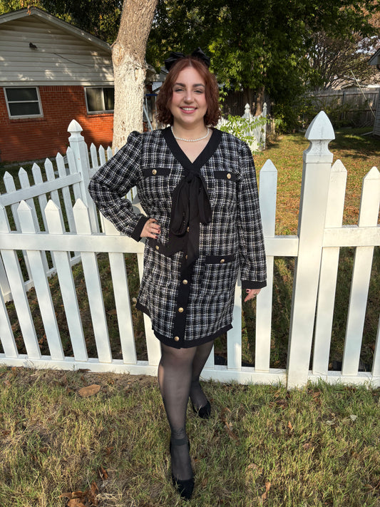 Plus Size Black Plaid Dress