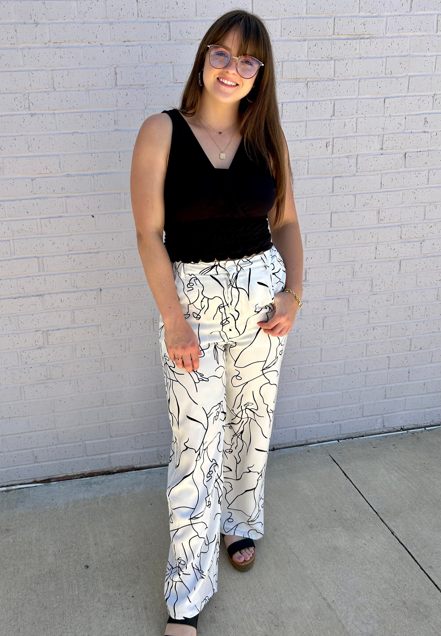 White Single Line Pant