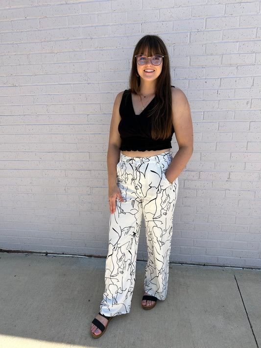 White Single Line Pant